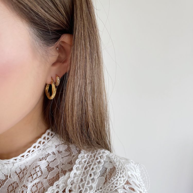 Gold Textured Twist Hoop Earrings