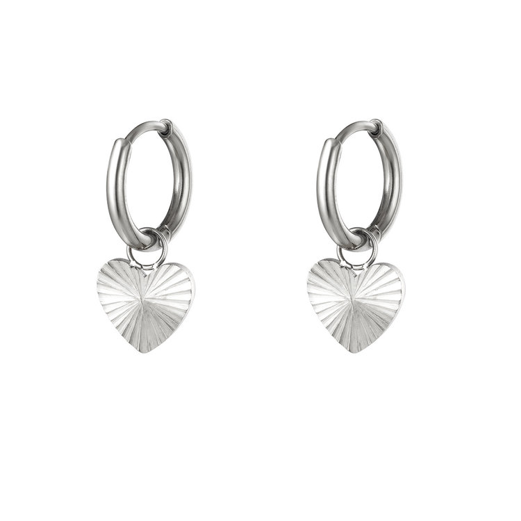 Silver Textured Heart Earrings
