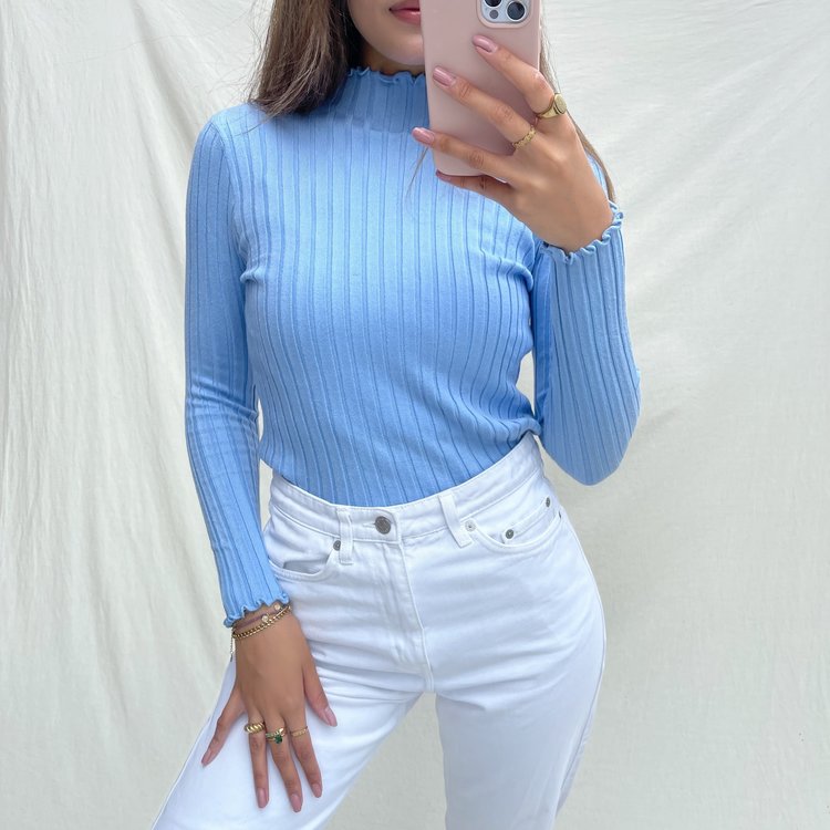 Mehra Ribbed Top / Blue