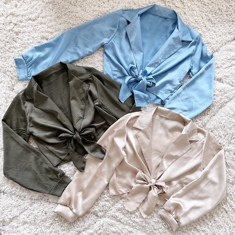 Yanis Satin Tie Top / Beige