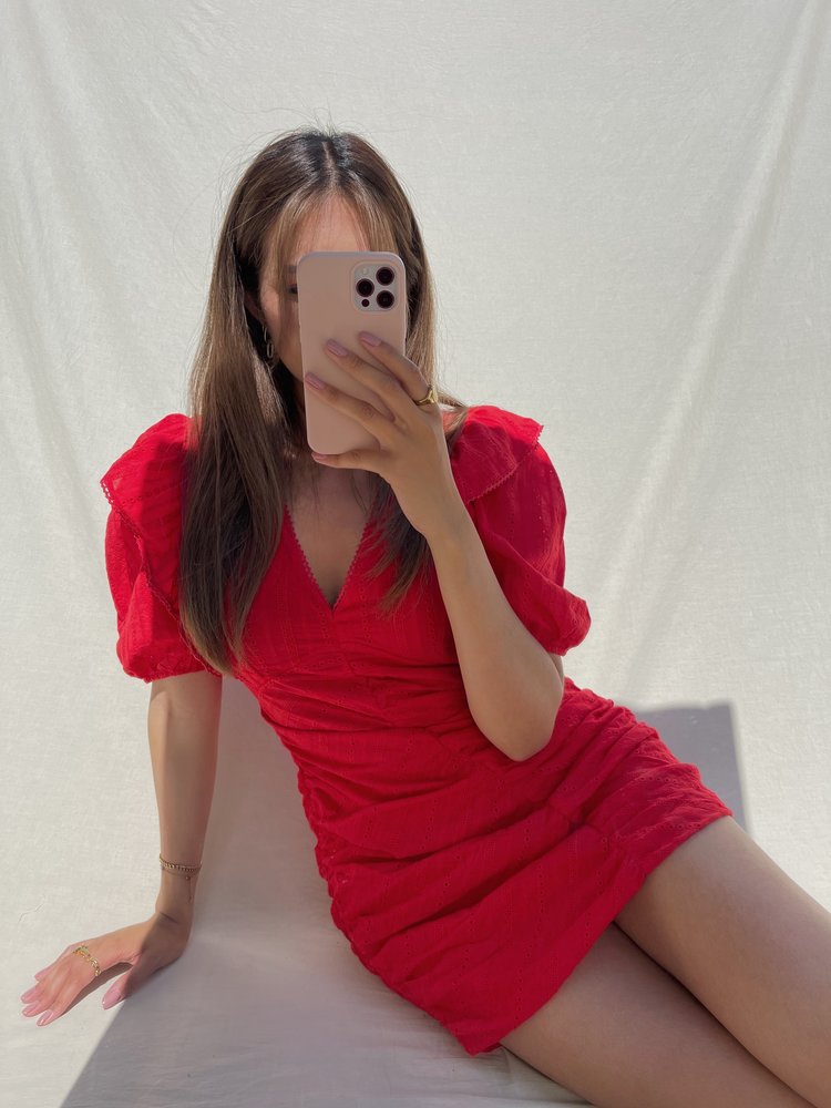 Ahri Embroidered Dress / Red