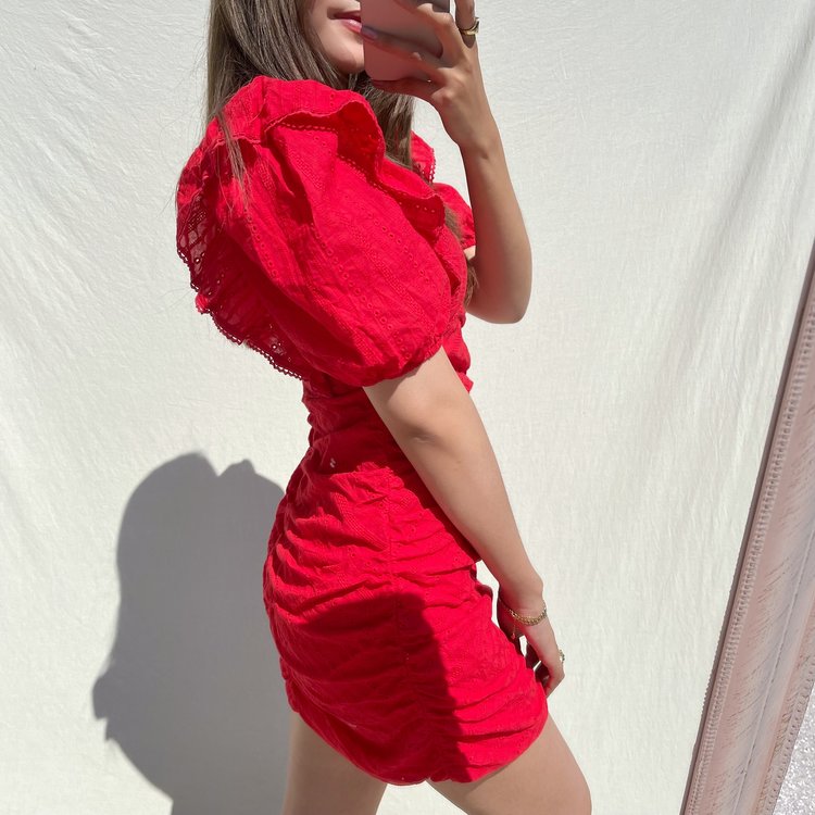 Ahri Embroidered Dress / Red