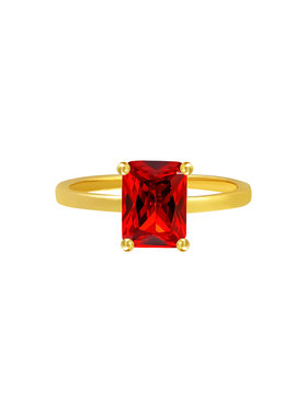 Gold Shimmer Stone Ring / Red