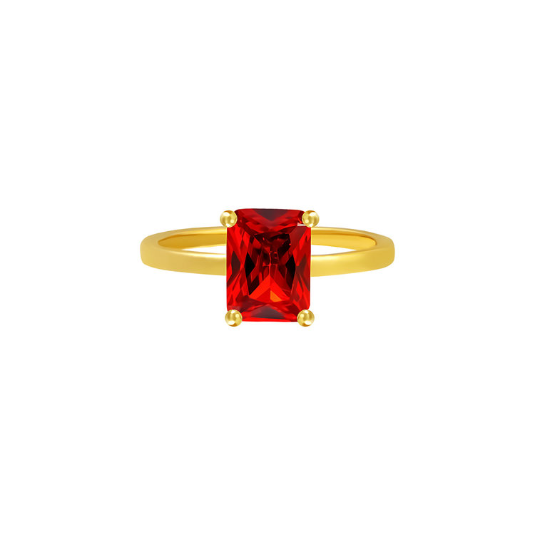 Gold Shimmer Stone Ring / Red