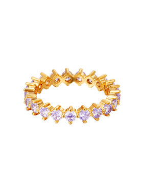 Gold Shiny Crystals Ring / Lilac