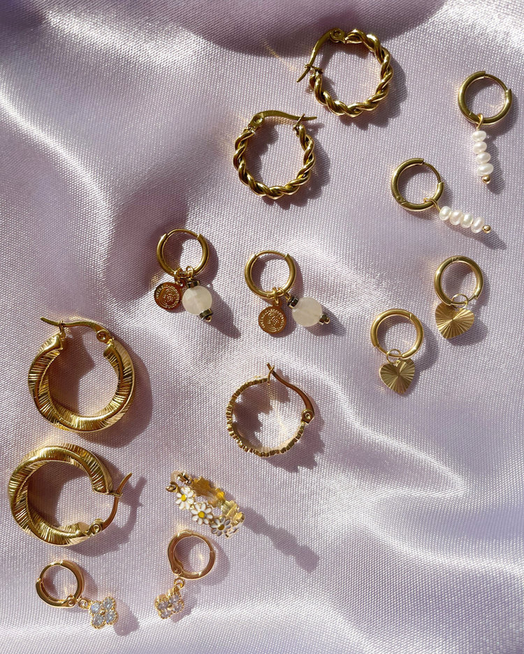 Gold Textured Twist Hoop Earrings