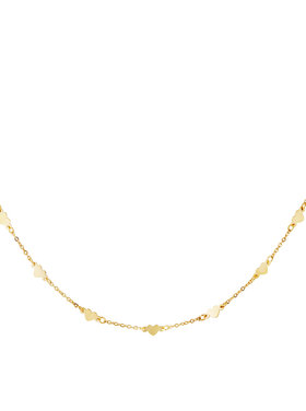 Gold Row Of Hearts Necklace