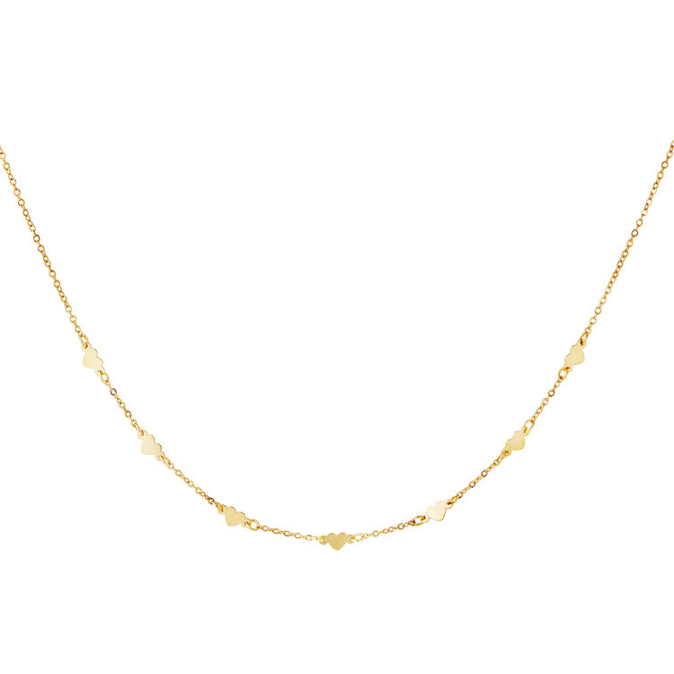 Gold Row Of Hearts Necklace