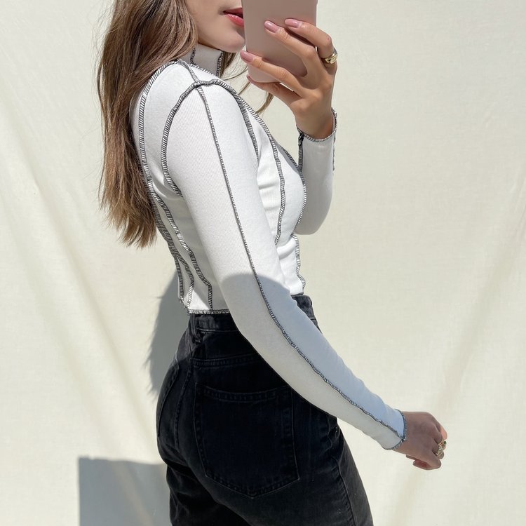 Gilly Stitch Crop Top / White