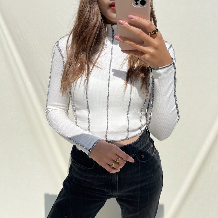 Gilly Stitch Crop Top / White