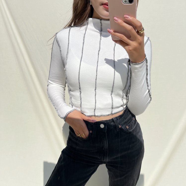 Gilly Stitch Crop Top / White