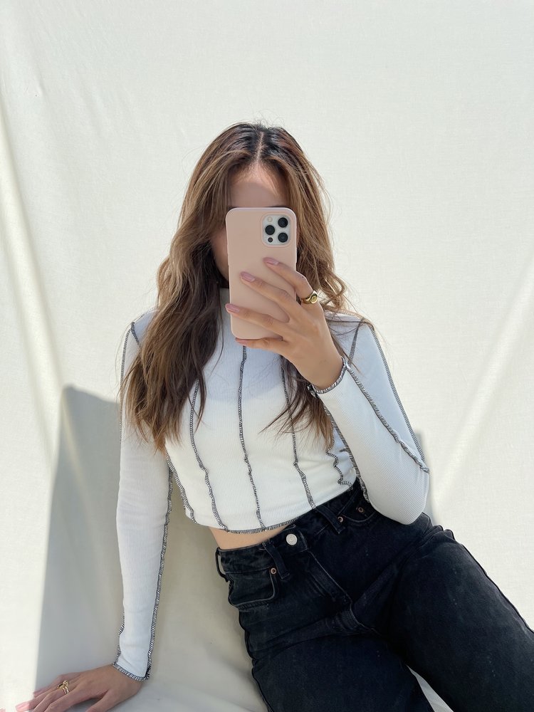 Gilly Stitch Crop Top / White