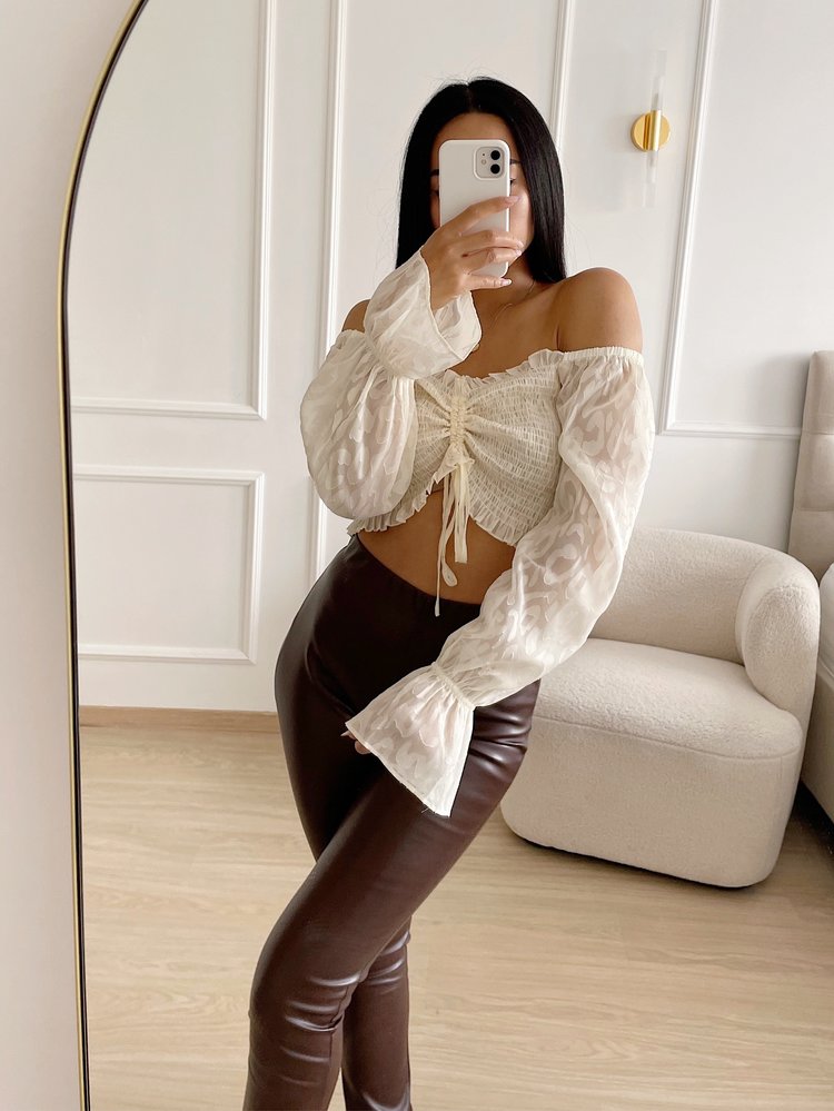 Suna Smock Crop Top / Ecru