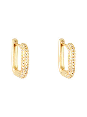 Gold Rectangle Zircon Earrings