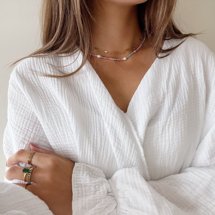 Gold Row Of Hearts Necklace