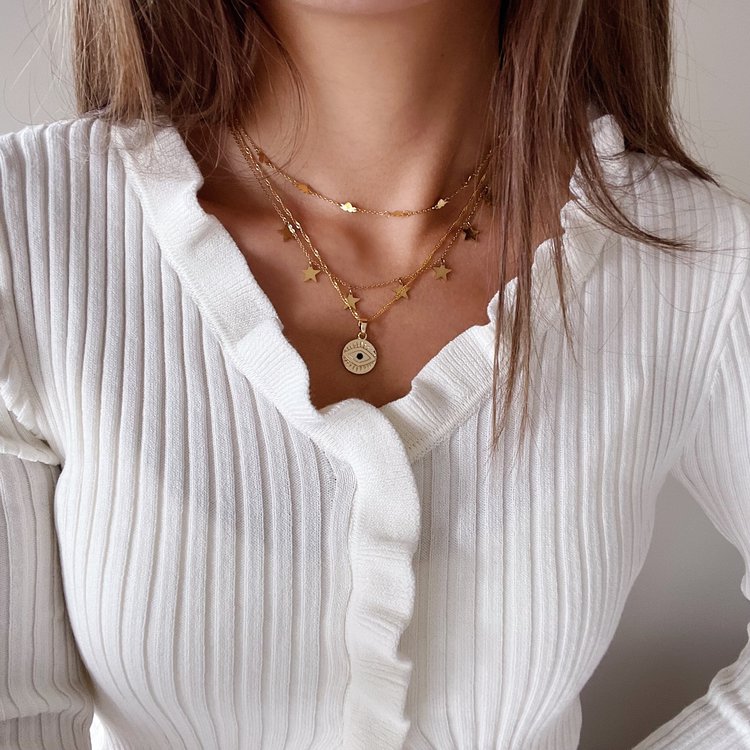 Gold Row Of Hearts Necklace