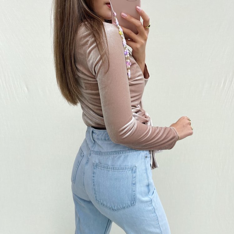 Yoko Velvet Wrap Cardigan /  Light Brown