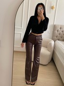Khai Faux Leather Flared Trousers / Black - Hello My Love