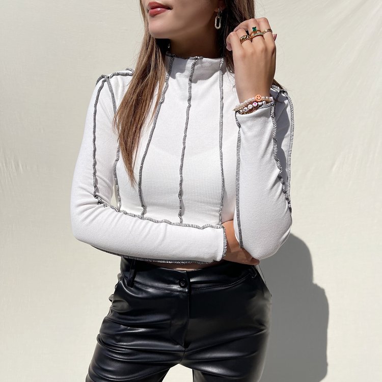 Gilly Stitch Crop Top / White