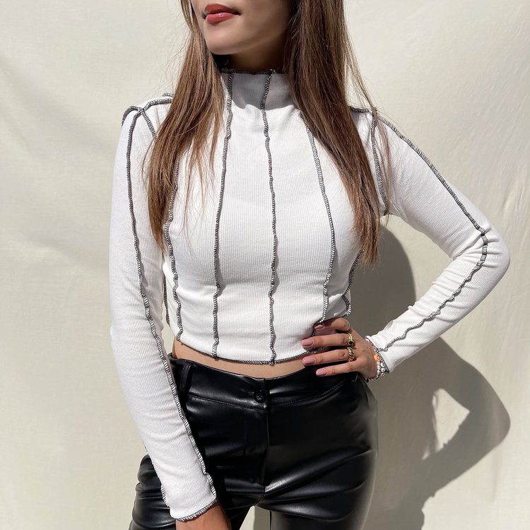 Gilly Stitch Crop Top / White