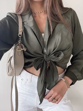Yanis Satin Tie Top / Army Green