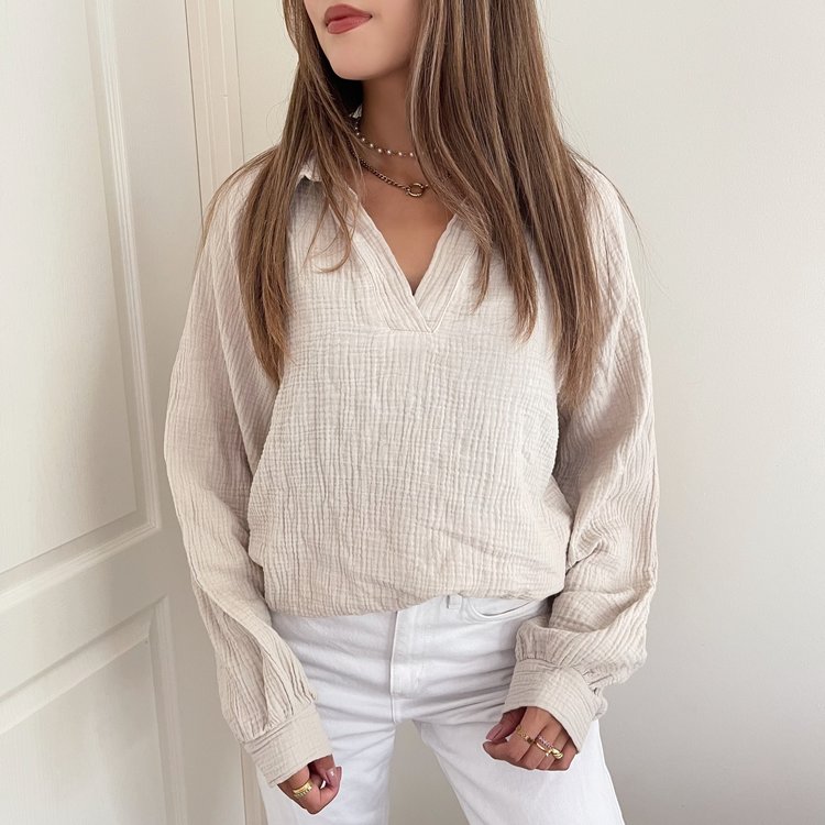 Harlow Oversized Blouse / Beige