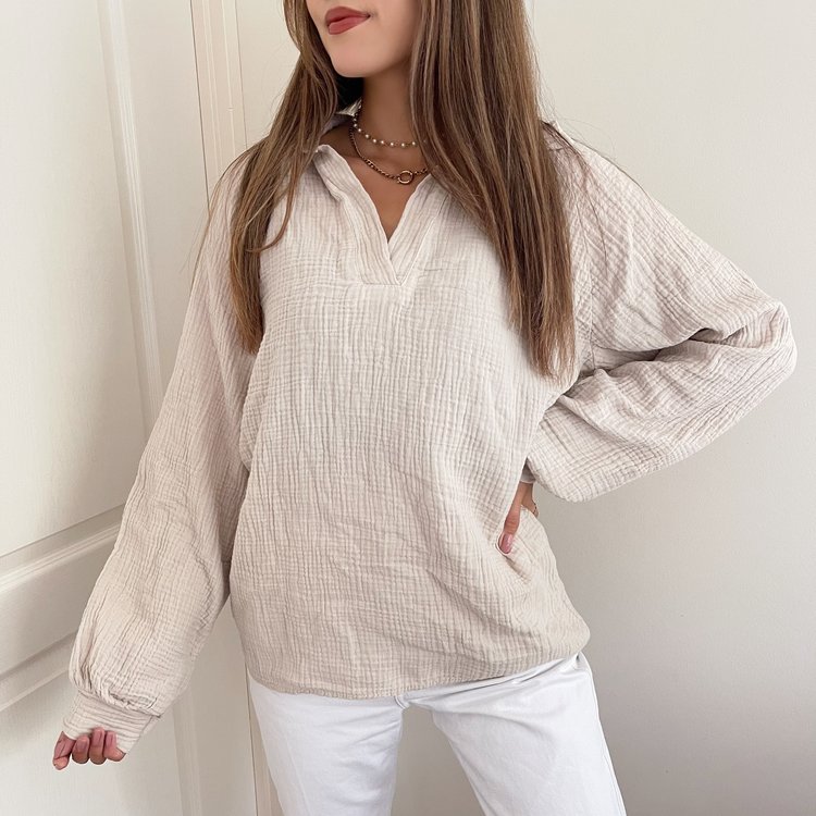 Harlow Oversized Blouse / Beige