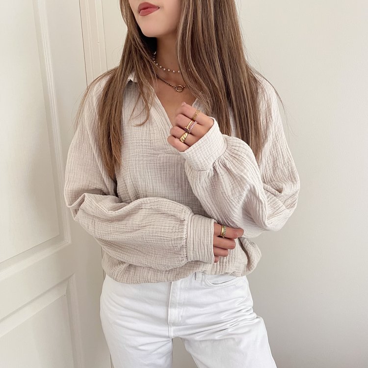 Harlow Oversized Blouse / Beige