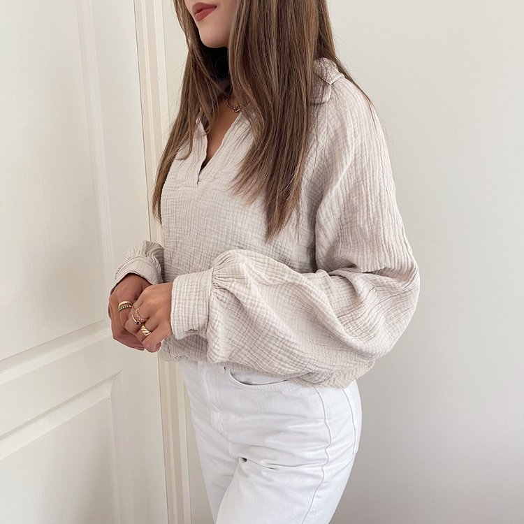 Harlow Oversized Blouse / Beige