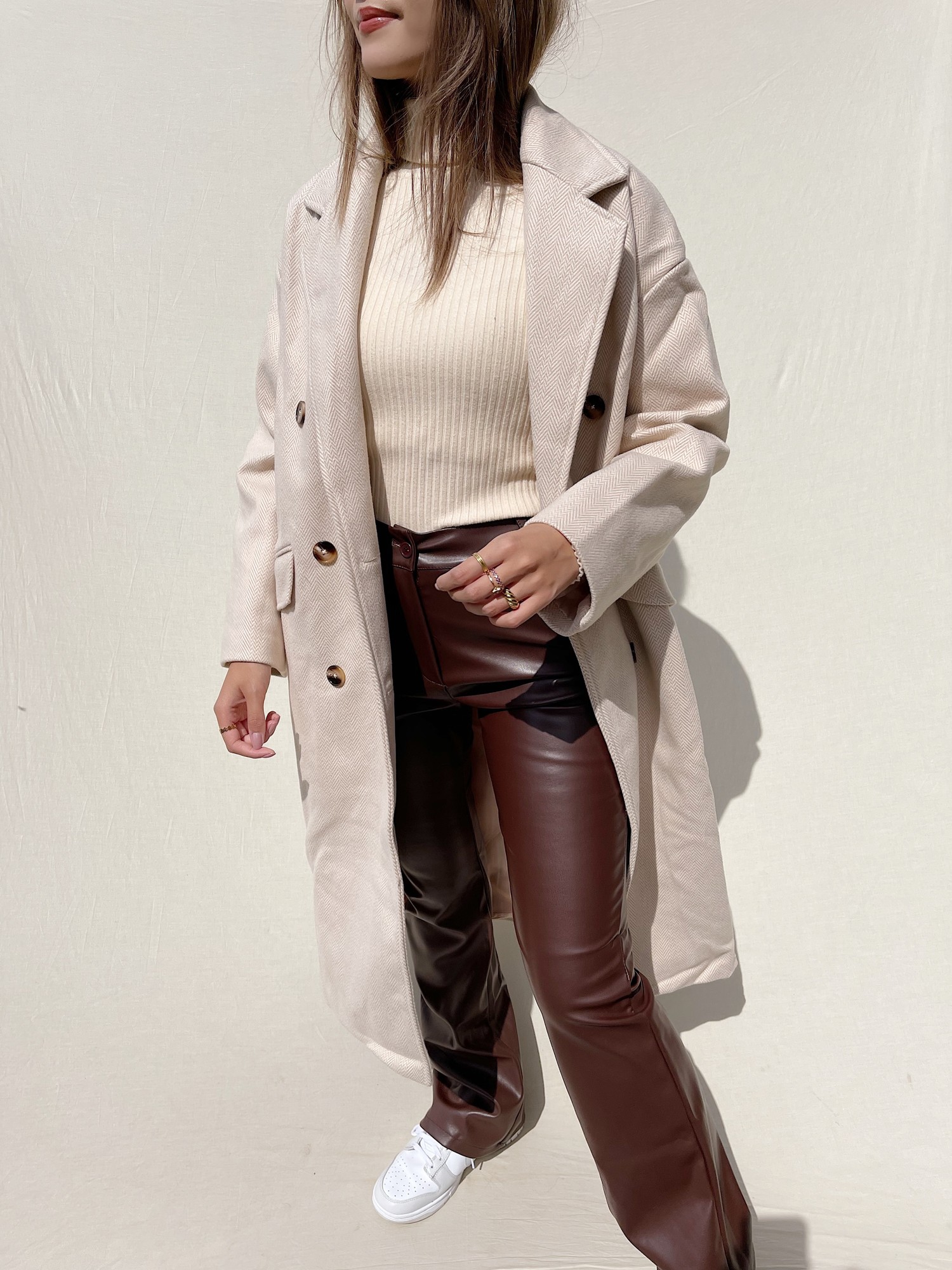 Shea Oversized Long Coat / Beige - Hello My Love