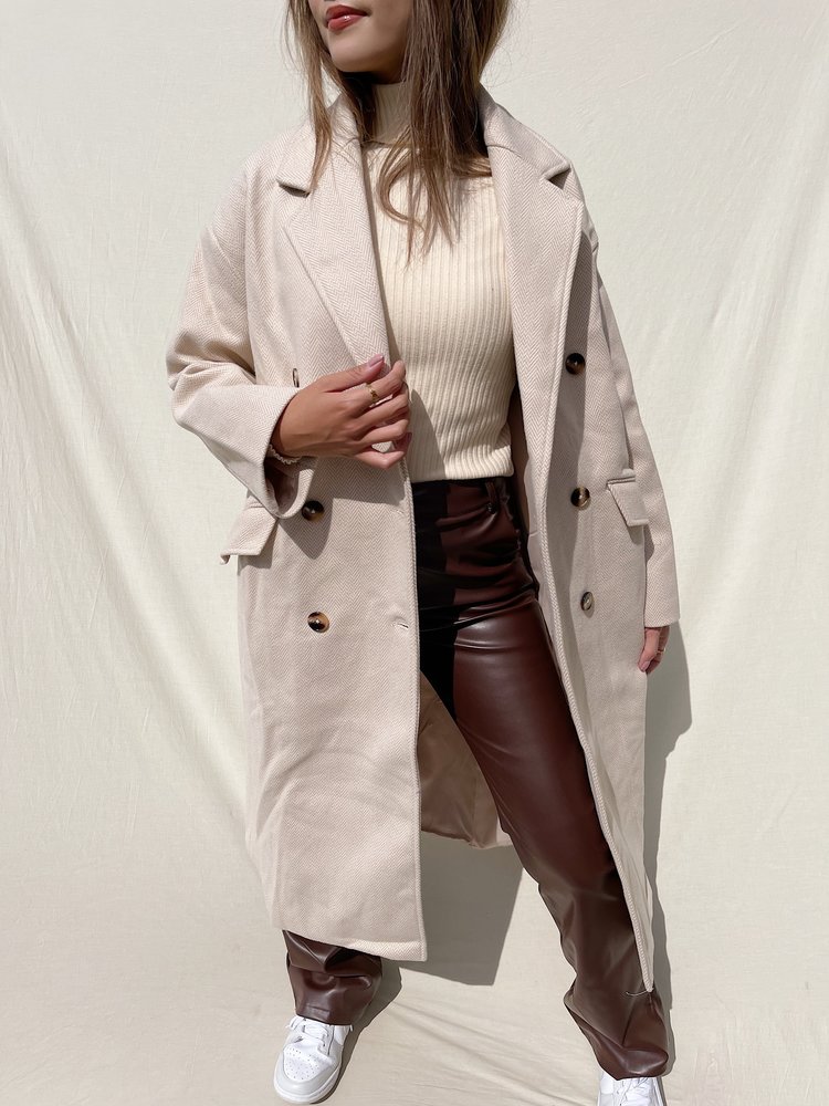Shea Oversized Long Coat / Beige