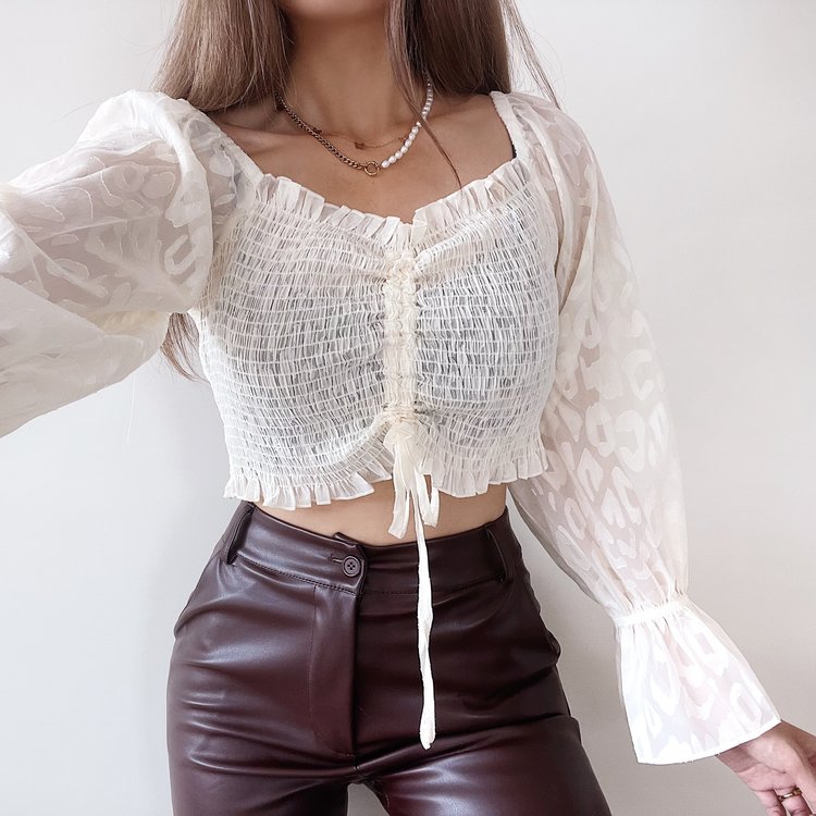 Suna Smock Crop Top / Ecru