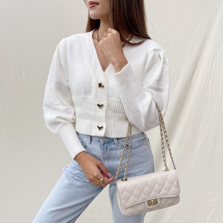 Naime Quilted Chain Bag / Ecru