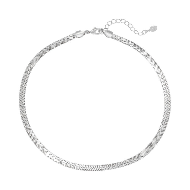 Silver Flat Snake Chain Necklace