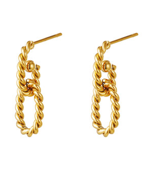 Gold Linked Twist Earrings
