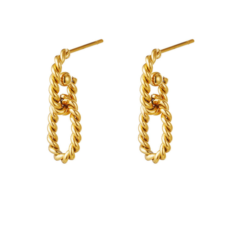 Gold Linked Twist Earrings