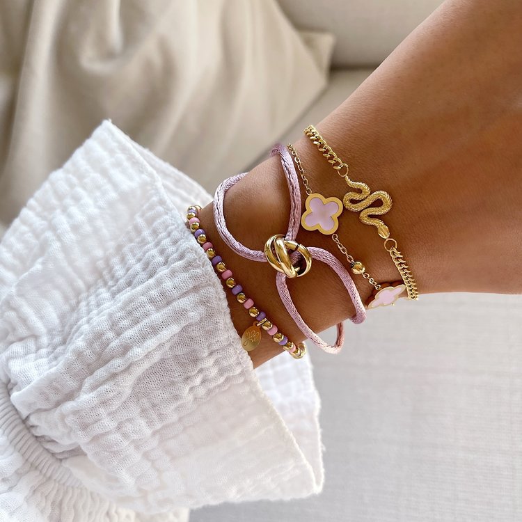 Gold Knot Satin Bracelet / Mauve