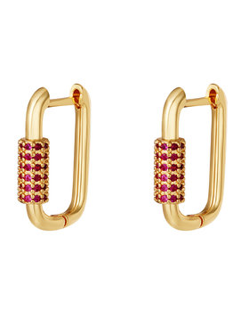 Gold Elegant Zircon Earrings / Red
