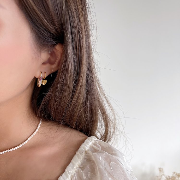 Gold Elegant Zircon Earrings / Red