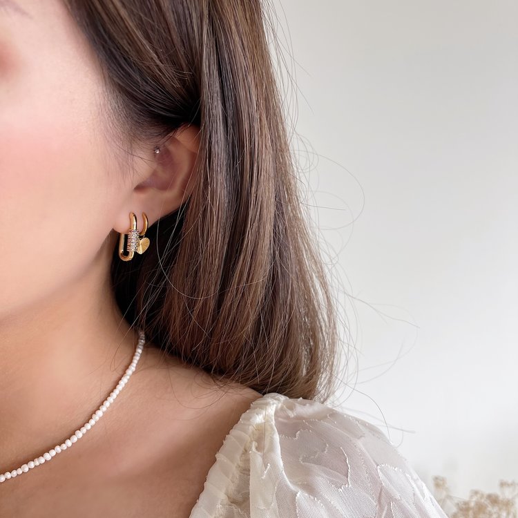 Gold Elegant Zircon Earrings / Lilac