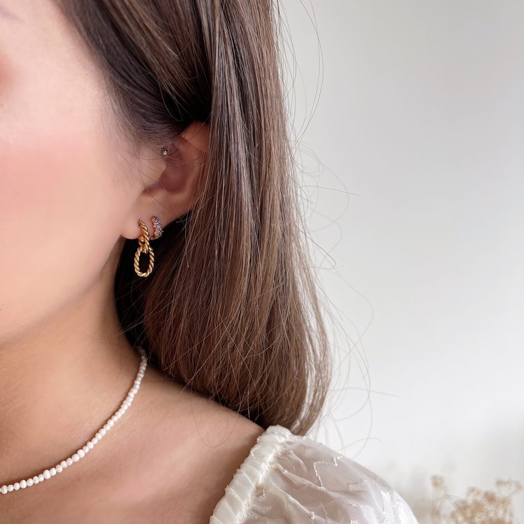 Gold Linked Twist Earrings