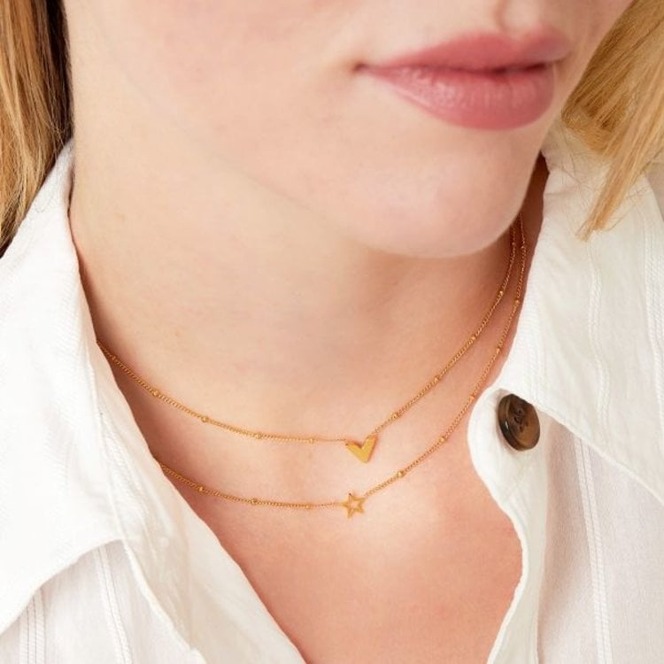 Gold Little V Beads Necklace