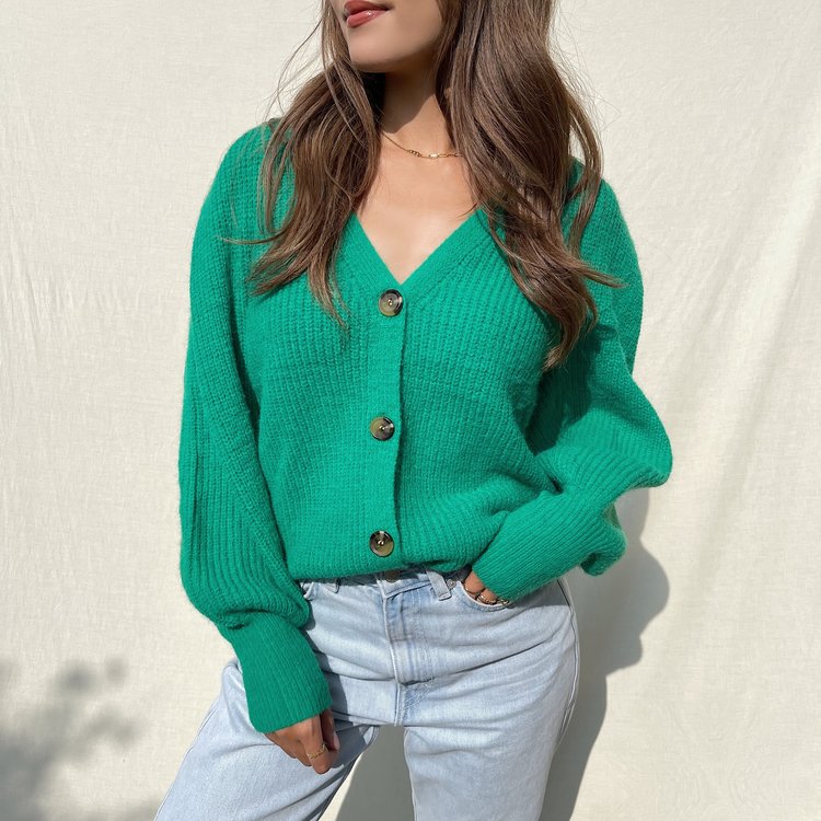 Jiony Button Knit Cardigan / Green