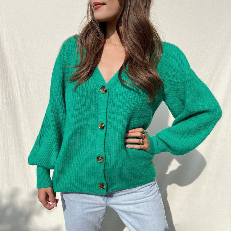 Jiony Button Knit Cardigan / Green
