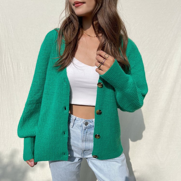 Jiony Button Knit Cardigan / Green