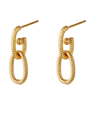 Gold Linked Textured Earrings