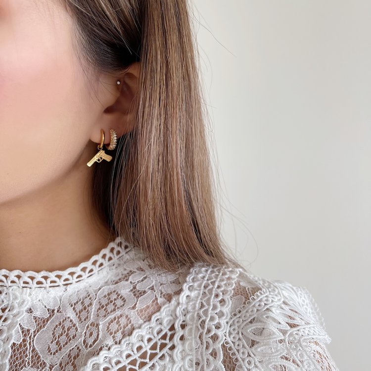 Silver Little Pistol Gun Earrings