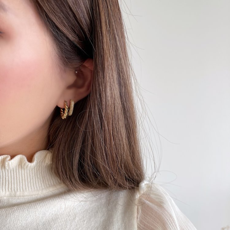 Gold Dangling Twist Hoop Earrings