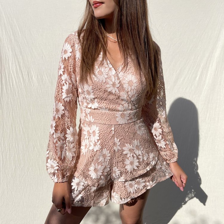 Ayame Flower Playsuit / Beige