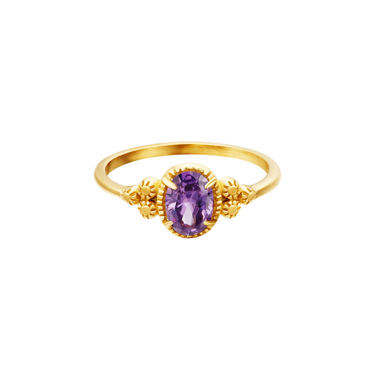 Gold Ismerie Stone Ring / Lilac